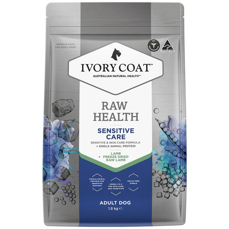 Ivory Coat Raw Health Adult Dog Sensitive Dry Food with Freeze Dried Lamb Pieces 1.8kg-Habitat Pet Supplies