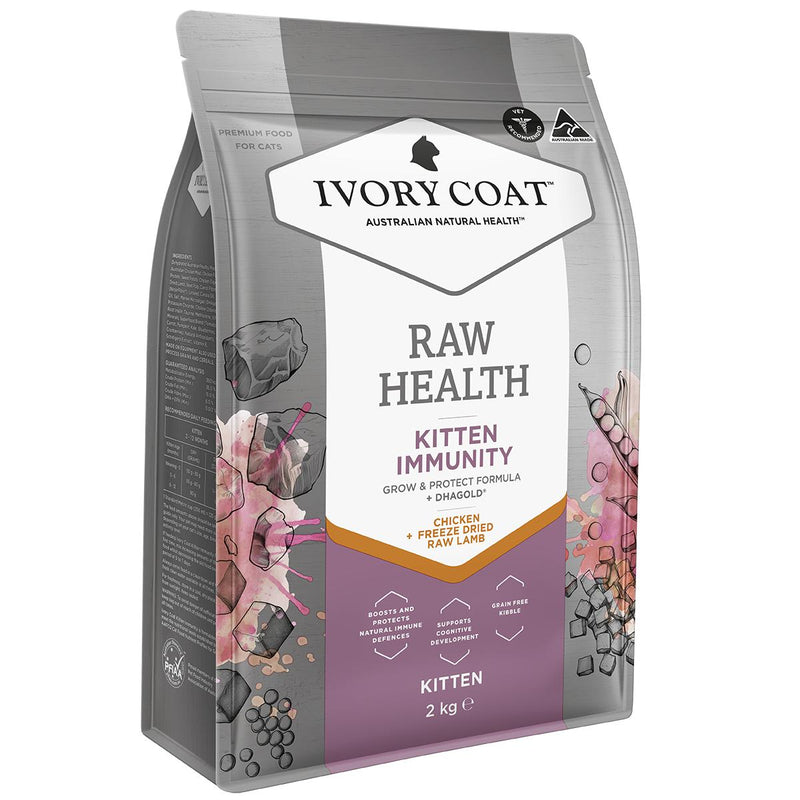 Ivory Coat Raw Health Kitten Immunity Dry Food with Freeze Dried Chicken Pieces 2kg