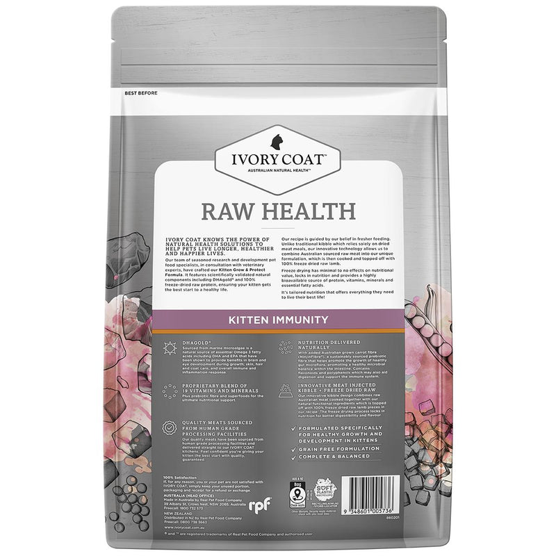 Ivory Coat Raw Health Kitten Immunity Dry Food with Freeze Dried Chicken Pieces 2kg