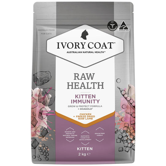 Ivory Coat Raw Health Kitten Immunity Dry Food with Freeze Dried Chicken Pieces 2kg