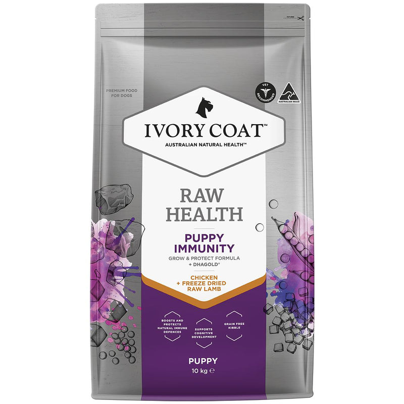 Ivory Coat Raw Health Puppy Dog Immunity Dry Food with Freeze Dried Chicken Pieces 10kg-Habitat Pet Supplies