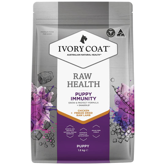 Ivory Coat Raw Health Puppy Dog Immunity Dry Food with Freeze Dried Chicken Pieces 1.8kg
