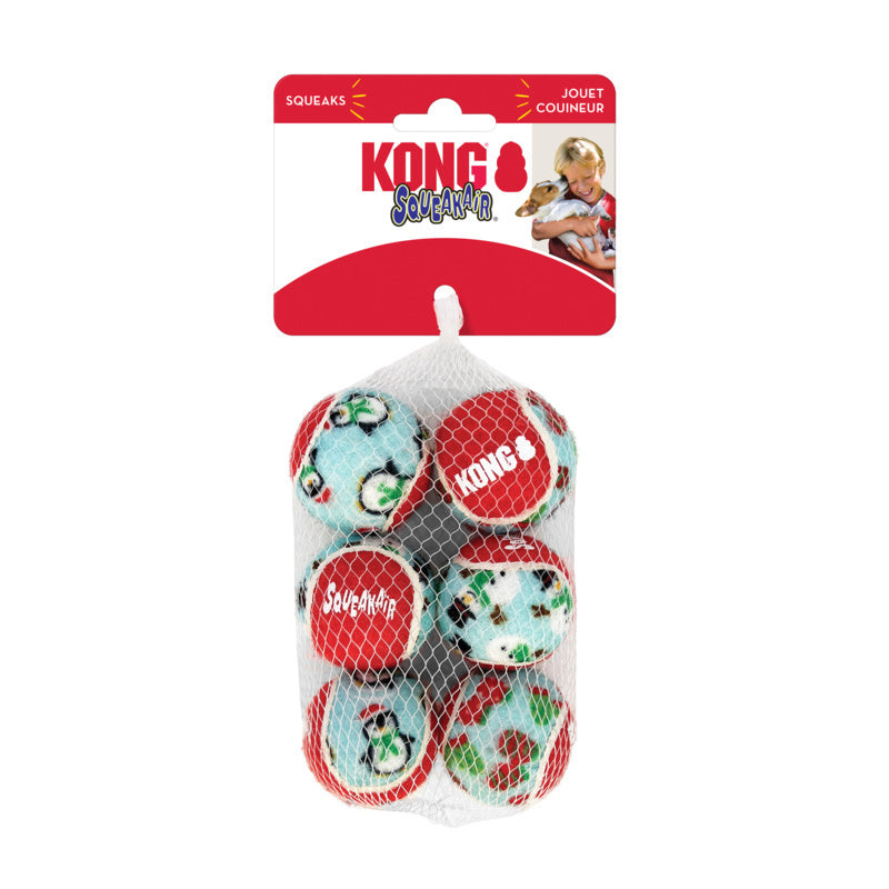 KONG Christmas Air Squeaker Balls Small Dog Toy 6 Pack-Habitat Pet Supplies