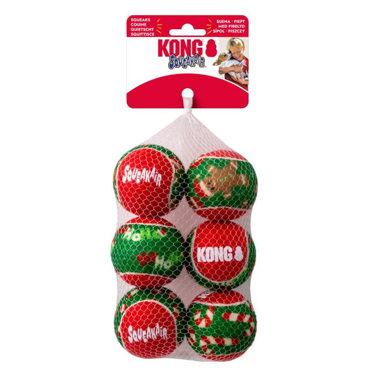 KONG Christmas Squeaker Ball Medium Assorted Dog Toy 6 Pack