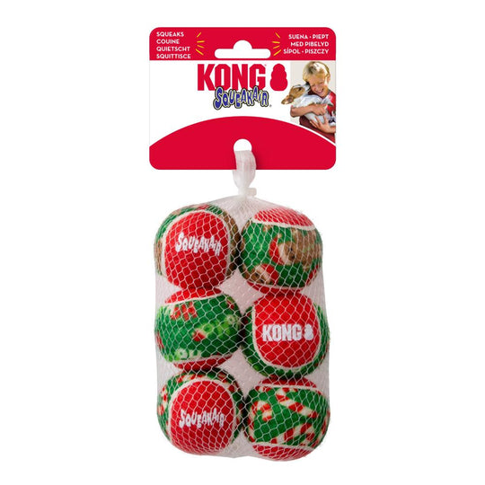 KONG Christmas Squeaker Ball Small Assorted Dog Toy 6 Pack