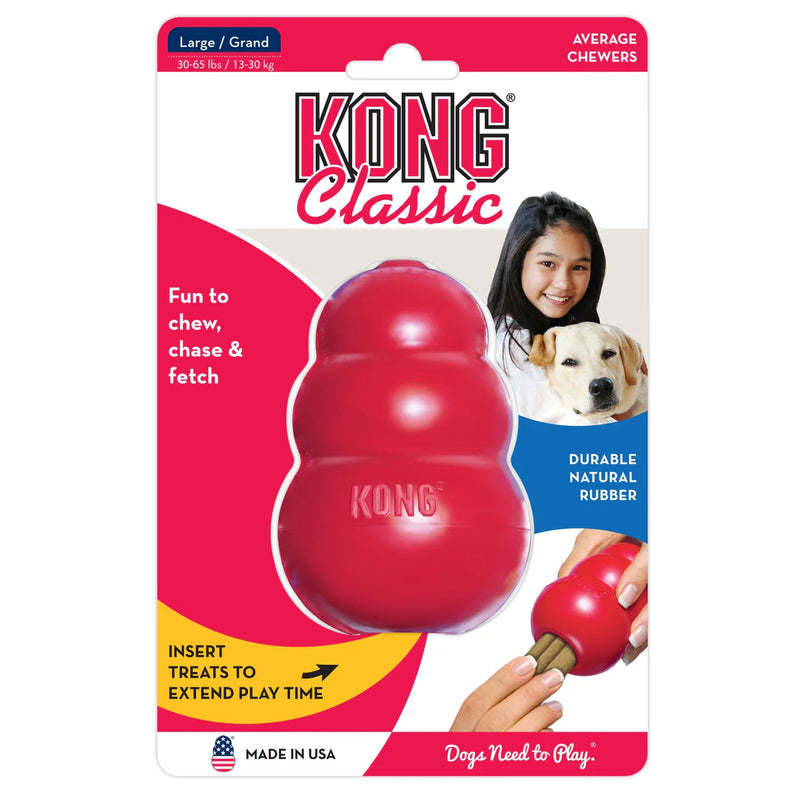 KONG Classic Large Dog Toy Easy Treat and Cleaning Brush Bundle