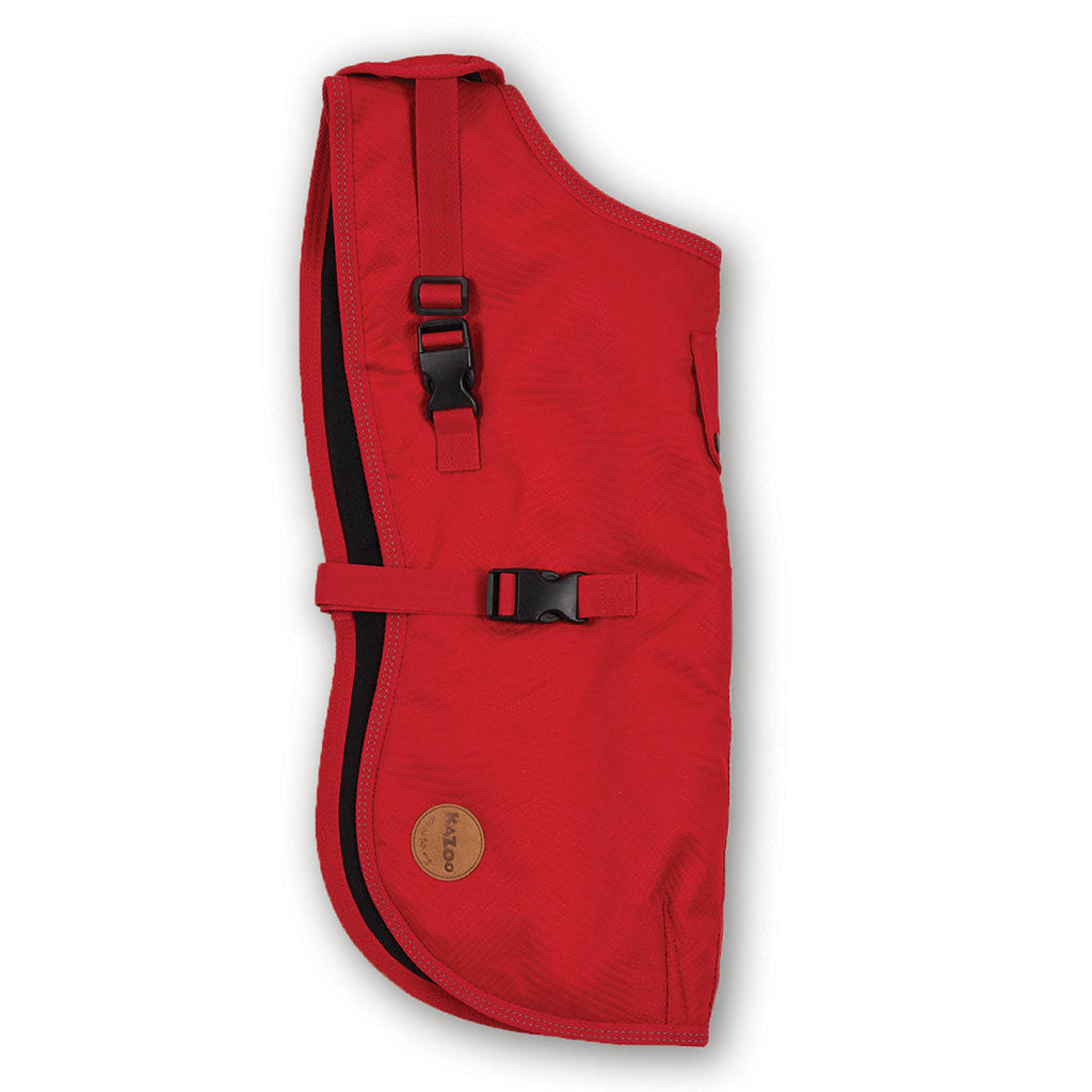 Kazoo Apparel Adventure Coat with Harness Hatch Red Intermediate 53cm-Habitat Pet Supplies