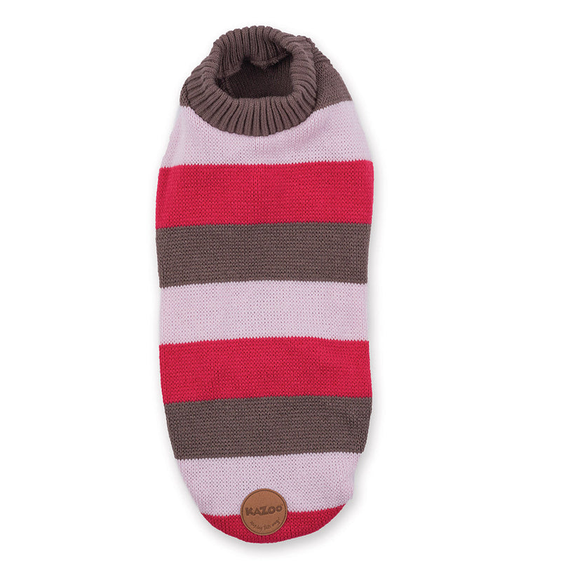 Kazoo Apparel Knit Chestie Jumper Pink Stripe Large 59.5cm-Habitat Pet Supplies