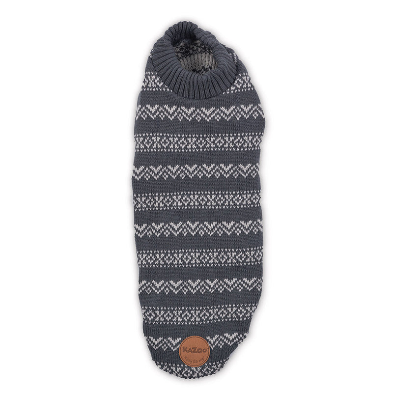 Kazoo Apparel Knit Winter Wonder Jumper Grey Stripe Small 40cm-Habitat Pet Supplies