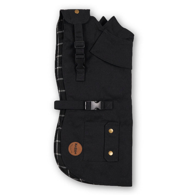 Kazoo Apparel Oilskin Dog Coat Black Intermediate 53cm-Habitat Pet Supplies