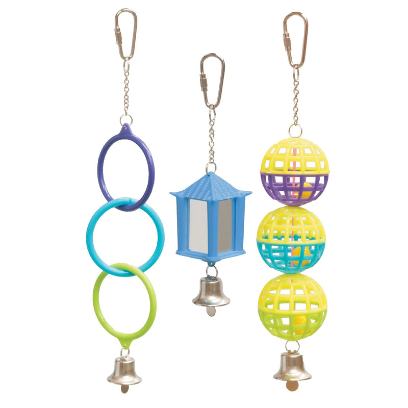 Kazoo Bird Toy Mirror Ball and Ring 3 Pack-Habitat Pet Supplies