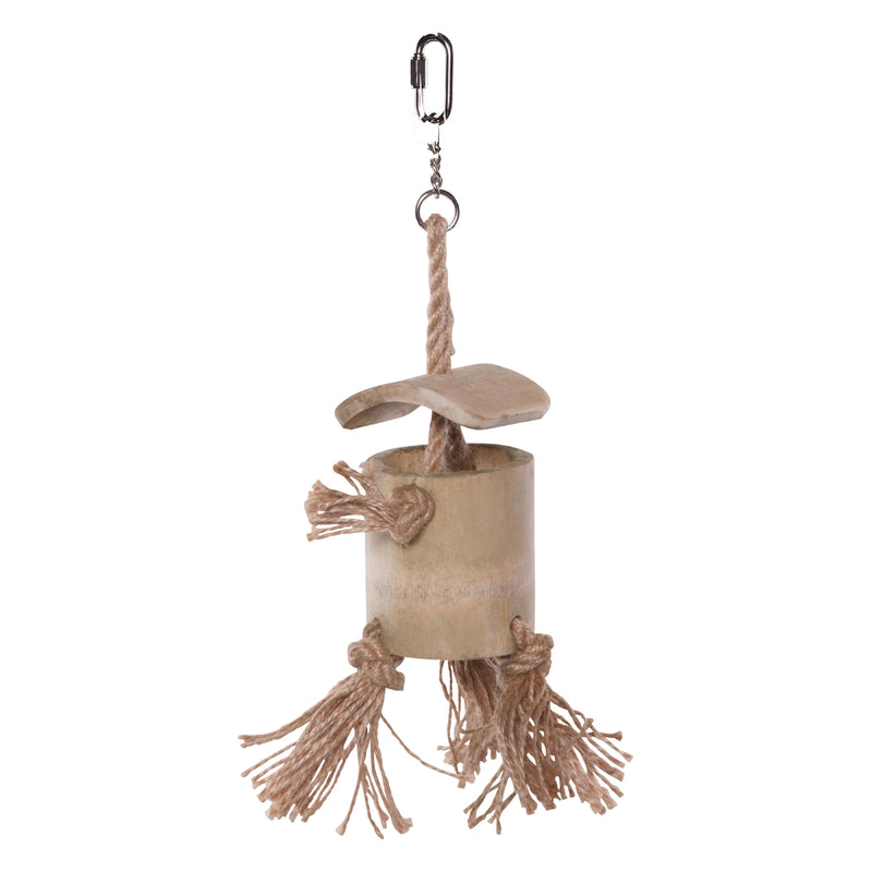 Kazoo Bird Toy Natural Wooden Well with Rope-Habitat Pet Supplies
