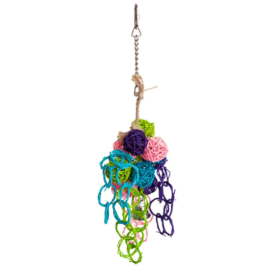 Kazoo Bird Toy Wicker Ball Bouquet Large