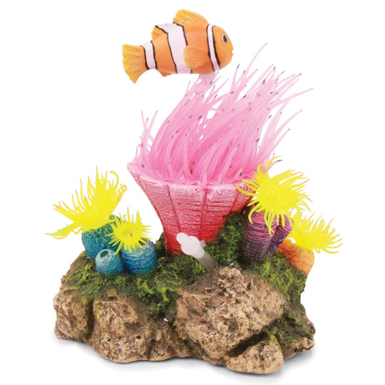 Kazoo Bubbling Coral with Floating Clownfish Medium Fish Tank Ornament