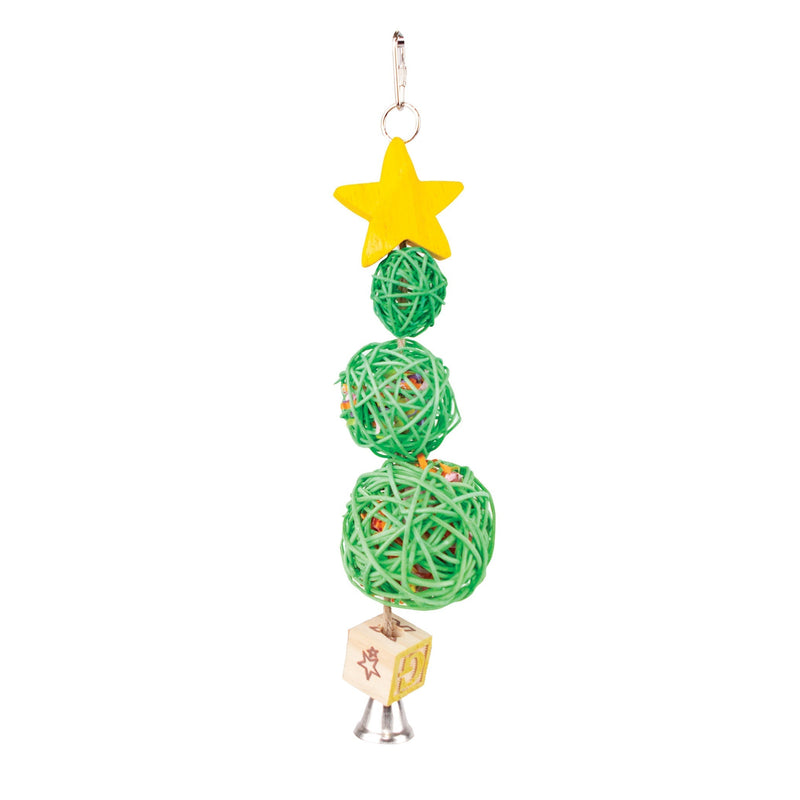 Kazoo Christmas Wicker Balls with Star and Bells Bird Toy***-Habitat Pet Supplies