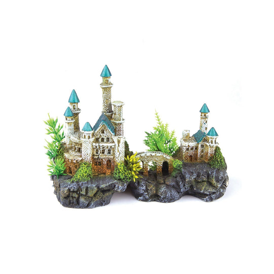 Kazoo Mountain Castle with Plants Small Fish Tank Ornament