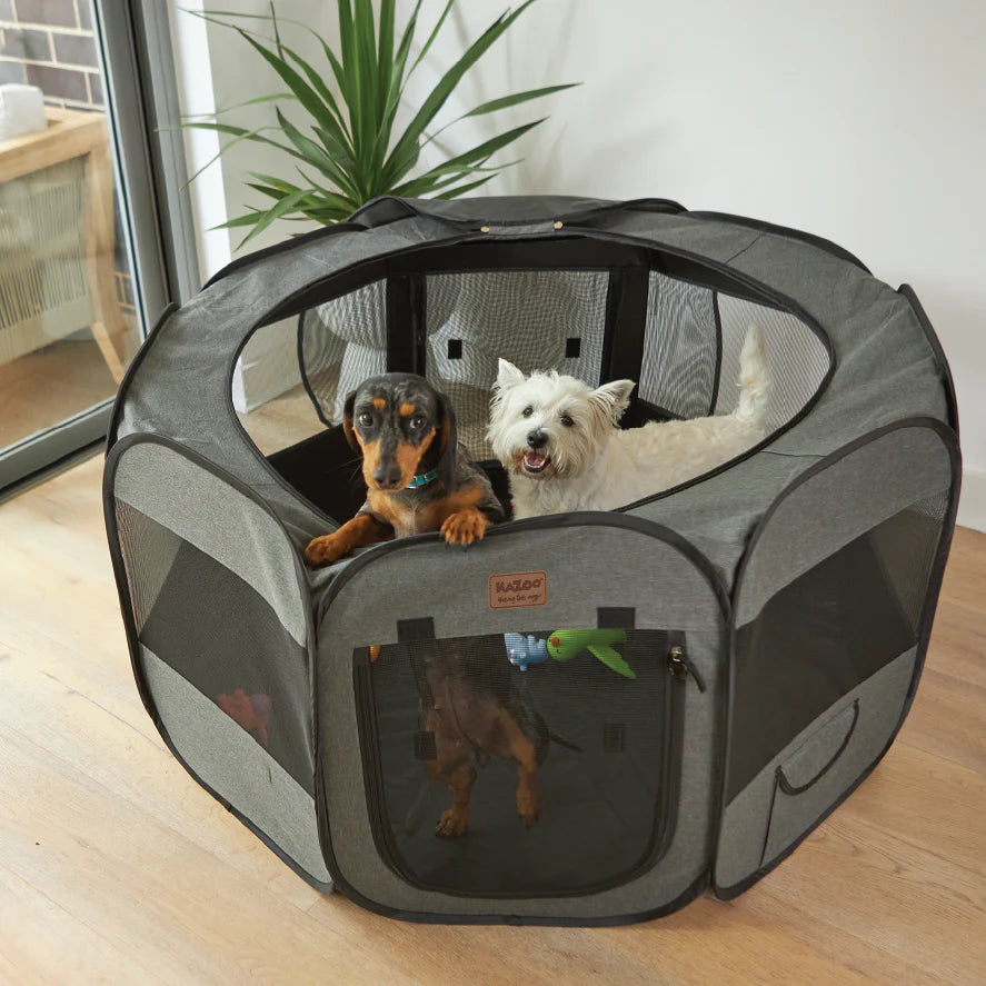 Kazoo Premium Pop Up Canvas Playpen Large Grey Habitat Pet Supplies