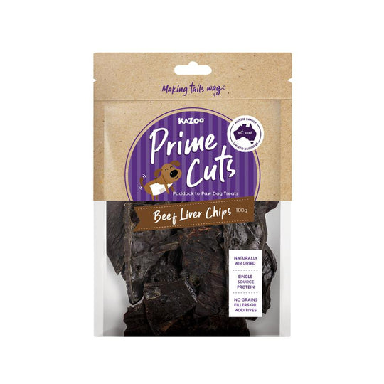 Kazoo Prime Cuts Beef Liver Chips Dog Treats 100g