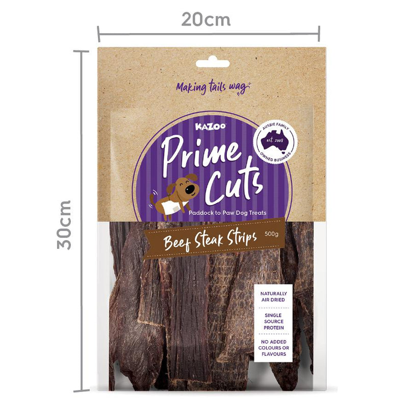 Kazoo Prime Cuts Beef Steak Strips Dog Treats 500g