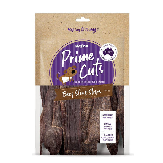 Kazoo Prime Cuts Beef Steak Strips Dog Treats 500g
