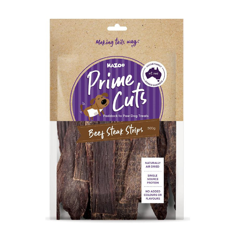 Kazoo Prime Cuts Beef Steak Strips Dog Treats 500g-Habitat Pet Supplies