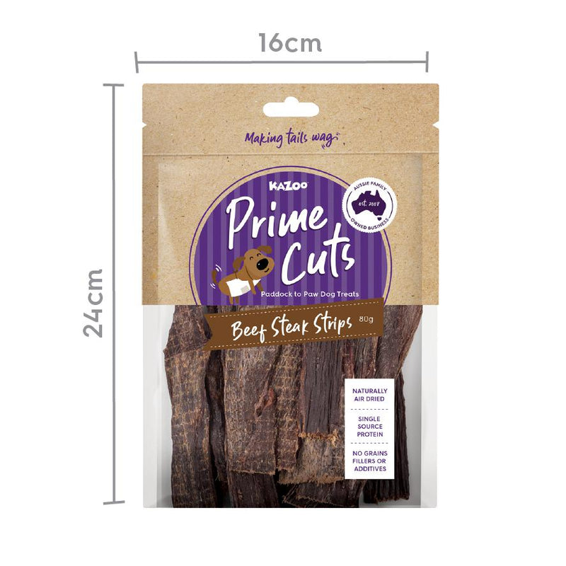 Kazoo Prime Cuts Beef Steak Strips Dog Treats 80g
