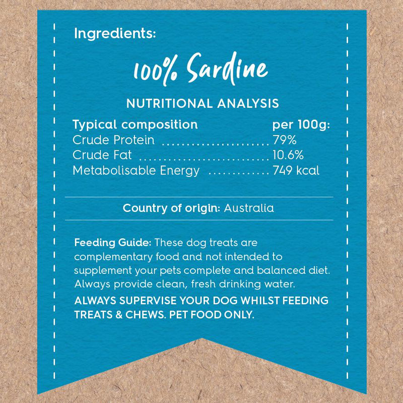 Kazoo Prime Cuts Butterflied Sardines Dog Treats 100g