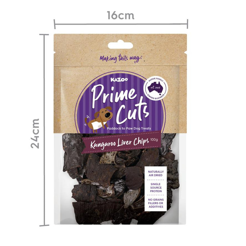 Kazoo Prime Cuts Kangaroo Liver Chips Dog Treats 100g