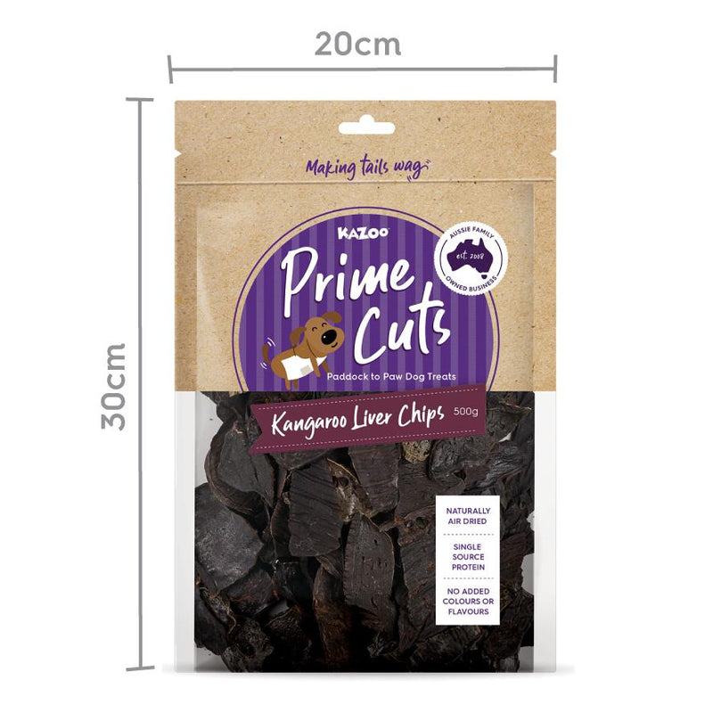 Kazoo Prime Cuts Kangaroo Liver Chips Dog Treats 500g