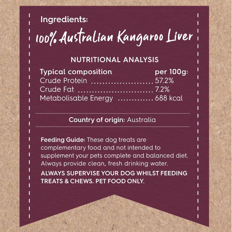 Kazoo Prime Cuts Kangaroo Liver Chips Dog Treats 500g