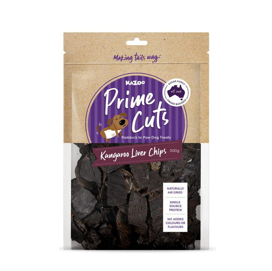 Kazoo Prime Cuts Kangaroo Liver Chips Dog Treats 500g