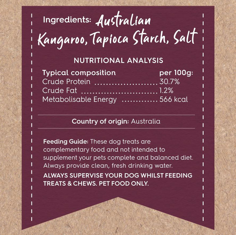 Kazoo Prime Cuts Kangaroo Sausage Bites Dog Treats 200g