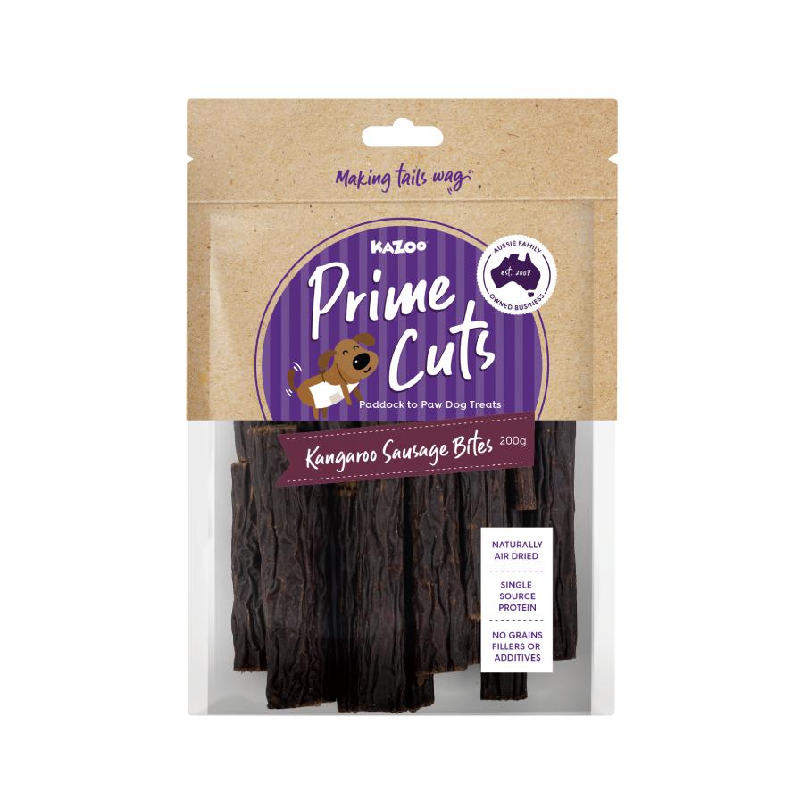 Kazoo Prime Cuts Kangaroo Sausage Bites Dog Treats 200g-Habitat Pet Supplies