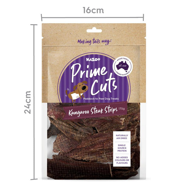 Kazoo Prime Cuts Kangaroo Steak Strips Dog Treats 500g ^._.^