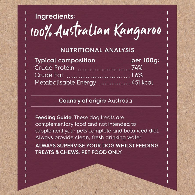 Kazoo Prime Cuts Kangaroo Steak Strips Dog Treats 80g ^._.^