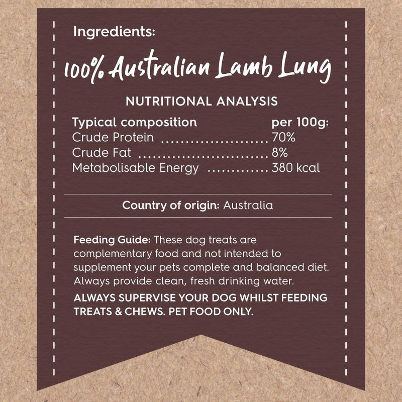 Kazoo Prime Cuts Lamb Lung Crisps Dog Treats 80g ^._.^