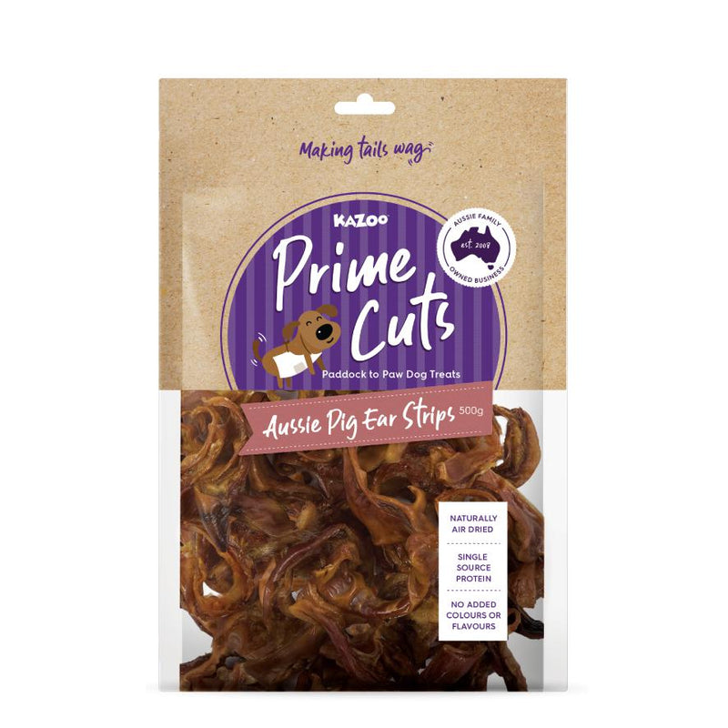 Kazoo Prime Cuts Pigs Ear Strips Dog Treats 500g ^._.^-Habitat Pet Supplies