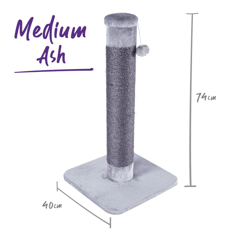 Kazoo Scratching Post Ash Plush Medium-Habitat Pet Supplies
