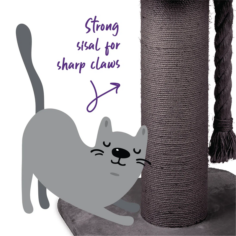 Kazoo Scratching Post High Bed wth Rope Charcoal