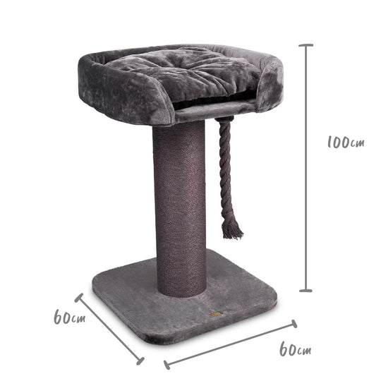 Kazoo Scratching Post High Bed wth Rope Charcoal