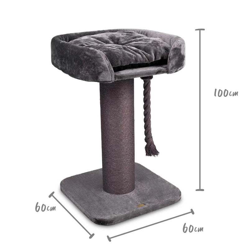 Kazoo Scratching Post High Bed wth Rope Charcoal-Habitat Pet Supplies