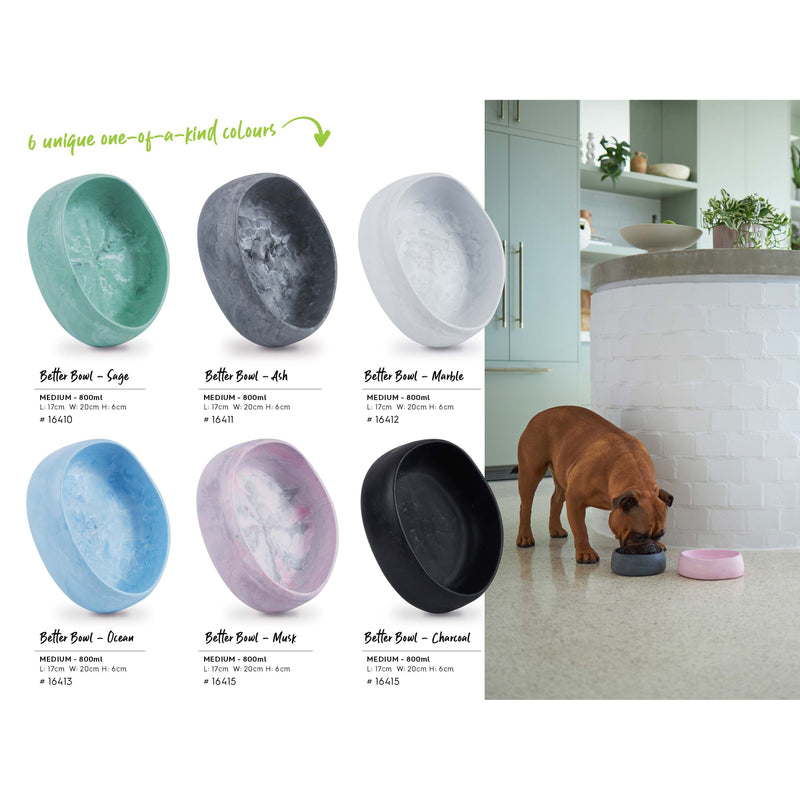 Kazoo The Better Bowl Recycled Plastic Ergonomic Dog and Cat Bowl Ash