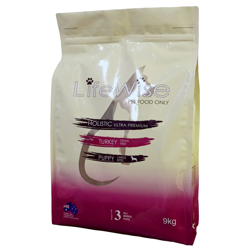LifeWise Puppy Stage 3 Grain Free Turkey with Lamb Large Bites Dry Dog Food 9kg-Habitat Pet Supplies