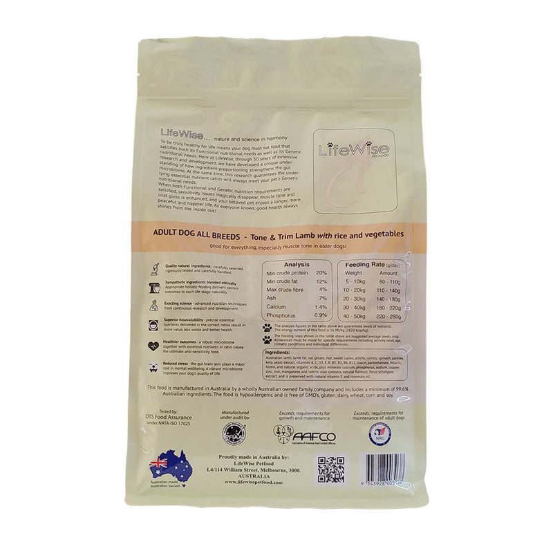 LifeWise Tone and Trim Lamb Dry Dog Food 18kg