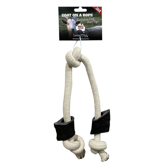 Loving Pets Goat Horn on a Rope Dog Chew Toy Treat