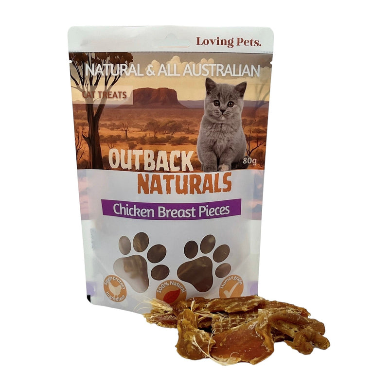 Loving Pets Outback Naturals Chicken Breast Pieces Cat Treats 80g :->>-Habitat Pet Supplies