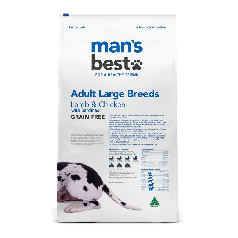Mans Best Adult Large Breed Premium Grain Free Dry Dog Food 12kg :->>