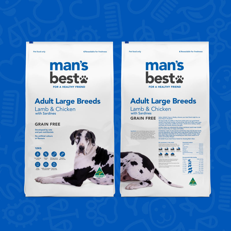 Mans Best Adult Large Breed Premium Grain Free Dry Dog Food 12kg :->>