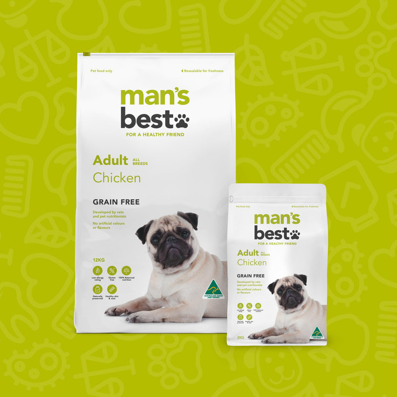 Mans Best Adult Premium Grain Free Chicken Dry Dog Food 12kg (+_+)
