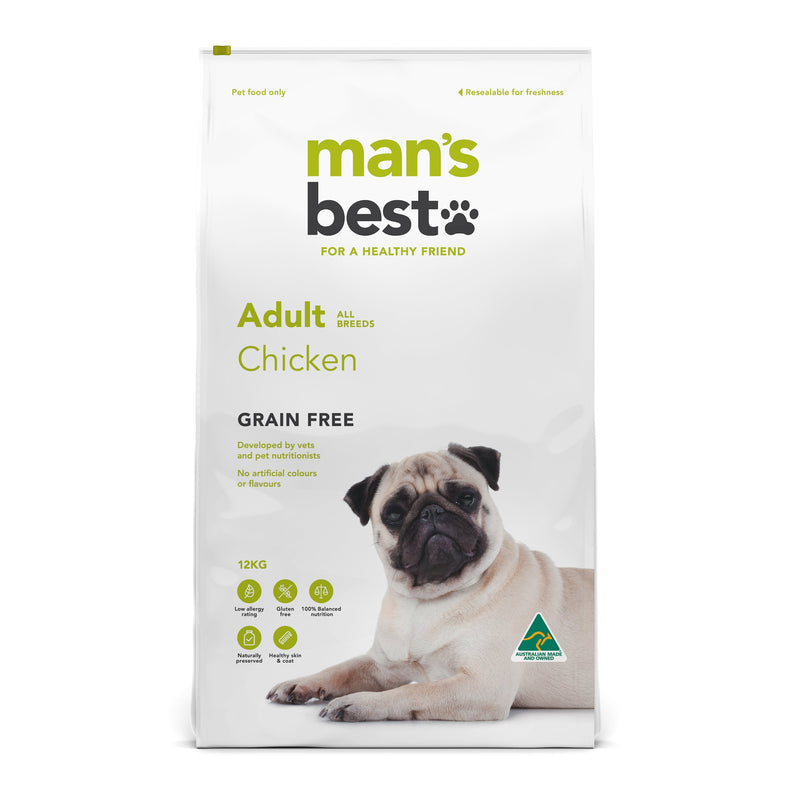 Mans Best Adult Premium Grain Free Chicken Dry Dog Food 12kg (+_+)-Habitat Pet Supplies